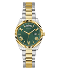 Guess Luna Quartz Green Dial Two Tone Steel Strap Watch For Women - GW0308L5
