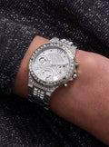 Guess Moonlight Multi Function Diamonds Silver Dial Silver Steel Strap Watch for Women - GW0320L1