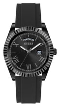 Guess Connoisseur Black Dial Black Silicone Strap Watch For Men - GW0335G1