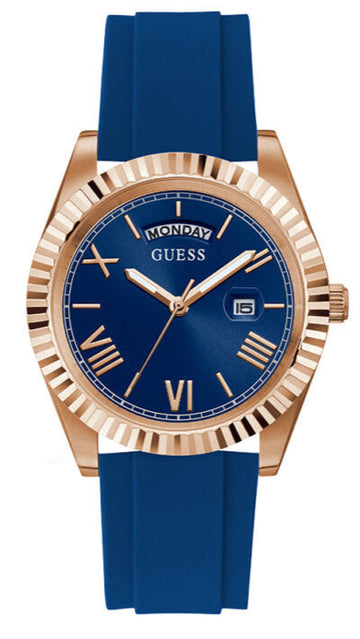 Guess Connoisseur Blue Dial Blue Silicone Strap Watch For Men - GW0335G2