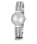 Guess Gala Diamonds Silver Dial Silver Steel Strap Watch for Women - GW0401L1