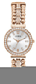 Guess Gala Diamonds Silver Dial Gold Steel Strap Watch for Women - GW0401L3