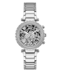 Guess Solstice Diamonds Silver Dial Silver Steel Strap Watch for Women - GW0403L1