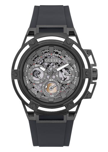 Guess Matrix Multifunction Grey Dial Grey Rubber Strap Watch for Men - GW0423G3