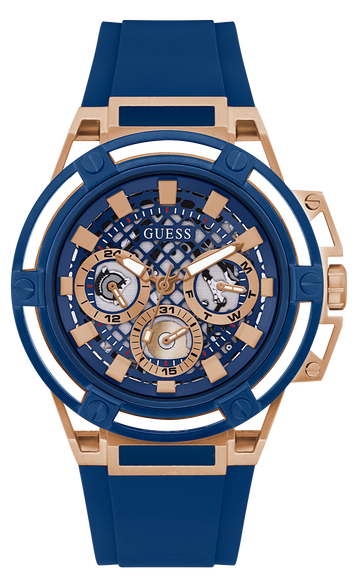 Guess Matrix Multifunction Blue Dial Blue Rubber Strap Watch for Men - GW0423G4
