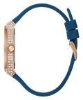 Guess Multifunction Crystals Rose Gold Dial Blue Rubber Strap Watch For Women - GW0439L4
