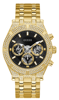Guess Multifunction Diamonds Black Dial Gold Steel Strap Watch for Men - GW0455G2