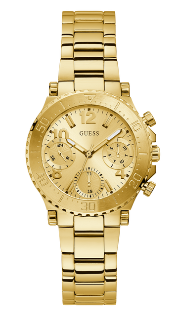 Guess Cosmic Chronograph Gold Dial Gold Steel Strap Watch for Women - GW0465L1