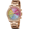 Guess Confetti Multifunction Multicolor Dial Rose Gold Steel Strap Watch For Women - GW0483L3