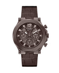 Guess Edge Chronograph Brown Dial Brown Leather Strap Watch For Men - GW0492G2