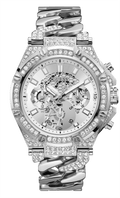 Guess King Quartz Silver Dial Silver Steel Strap Watch For Men - GW0497G1