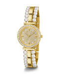 Guess Gala Diamonds Gold Dial Two Tone Steel Strap Watch for Women - GW0531L2