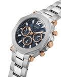 Guess Edge Chronograph Black Dial Silver Steel Strap Watch For Men - GW0539G1