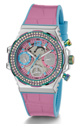Guess Fusion Chronograph Pink Dial Pink Leather Strap Watch for Women - GW0553L5