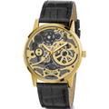 Guess Gadget Gold Dial Black Leather Strap Watch for Men - GW0570G1