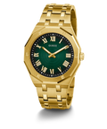 Guess Asset Quartz Green Dial Gold Steel Strap Watch For Men - GW0575G2