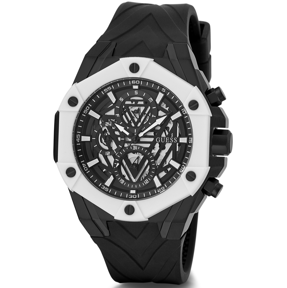 Guess Formula Chronograph Black Dial Black Silicone Strap Watch For Men - GW0579G1