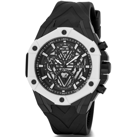 Guess Formula Chronograph Black Dial Black Silicone Strap Watch For Men - GW0579G1