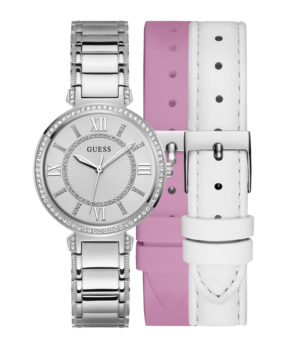 Guess Montage Quartz Silver Dial Silver Steel Strap Watch For Women - GW0588L2