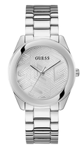 Guess Cubed Analog Silver Dial Silver Steel Strap Watch For Women - GW0606L1
