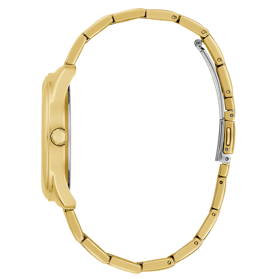 Guess Cubed Analog Gold Dial Gold Steel Strap Watch For Women - GW0606L2