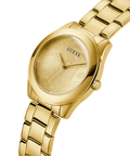 Guess Cubed Analog Gold Dial Gold Steel Strap Watch For Women - GW0606L2