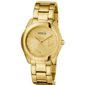 Guess Cubed Analog Gold Dial Gold Steel Strap Watch For Women - GW0606L2