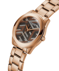Guess Cubed Analog Black Dial Rose Gold Steel Strap Watch For Women - GW0607L3
