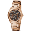 Guess Cubed Analog Black Dial Rose Gold Steel Strap Watch For Women - GW0607L3
