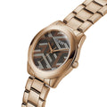 Guess Cubed Analog Black Dial Rose Gold Steel Strap Watch For Women - GW0607L3