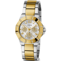 Guess Sunray Multifunction Silver Dial Two Tone Steel Strap Watch for Women - GW0616L2
