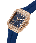 Guess Libra Crystals Blue Dial Blue Silicone Strap Watch For Women - GW0618L2