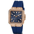 Guess Libra Crystals Blue Dial Blue Silicone Strap Watch For Women - GW0618L2