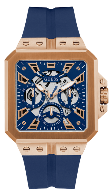 Guess Leo Chronograph Blue Dial Blue Silicone Strap Watch For Men - GW0637G3