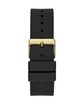 Guess Cubed Analog Gold Dial Black Silicone Strap Watch For Women - GW0665L1