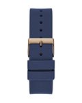 Guess Cubed Analog Rose Gold Dial Blue Leather Strap Watch For Women - GW0665L2
