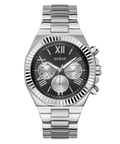 Guess Equity Analog Black Dial Silver Steel Strap Watch For Men - GW0703G1