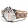 Emporio Armani Gianni T Bar Quartz Silver Dial Beige Leather Strap Watch For Women - AR80007