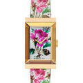 Gucci G-Frame Floral Mother of Pearl Dial White Leather Strap Watch For Women - YA147406