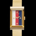 Gucci G-Frame Mother of Pearl Dial Yellow Gold Mesh Bracelet Watch For Women - YA147410