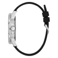 Guess King Quartz Crystals Silver Dial Black Silicone Strap Watch For Men - GW0537G1