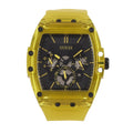 Guess Phoenix Multi Function Black Dial Yellow Rubber Strap Watch for Men - GW0203G6