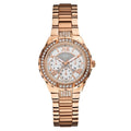 Guess Viva Diamonds White Dial Rose Gold Steel Strap Watch for Women - W0111L3