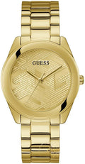 Guess Cubed Analog Gold Dial Gold Steel Strap Watch For Women - GW0606L2