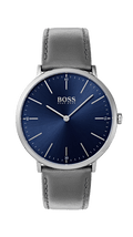 Hugo Boss Horizon Blue Dial Grey Leather Strap Watch for Men - 1513539