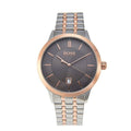 Hugo Boss Classic Grey Dial Two Tone Steel Strap Watch for Men - 1513688