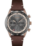 Hugo Boss Santiago Chronograph Grey Dial Brown Leather Strap Watch for Men - 1513861