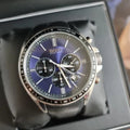 Hugo Boss Driver Sport Chronograph Blue Dial Black Leather Strap Watch for Men - 1513077