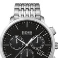Hugo Boss Associate Black Dial Silver Steel Strap Watch for Men - 1513267
