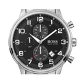 Hugo Boss Aeroliner Chronograph Black Dial Silver Steel Strap Watch For Men - 1512446